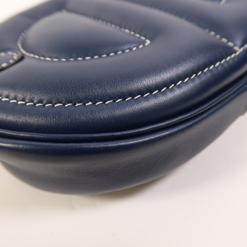 HERMES Swift皮革In The Loop銀扣肩背袋Bleu Navy/Terre Battue-12