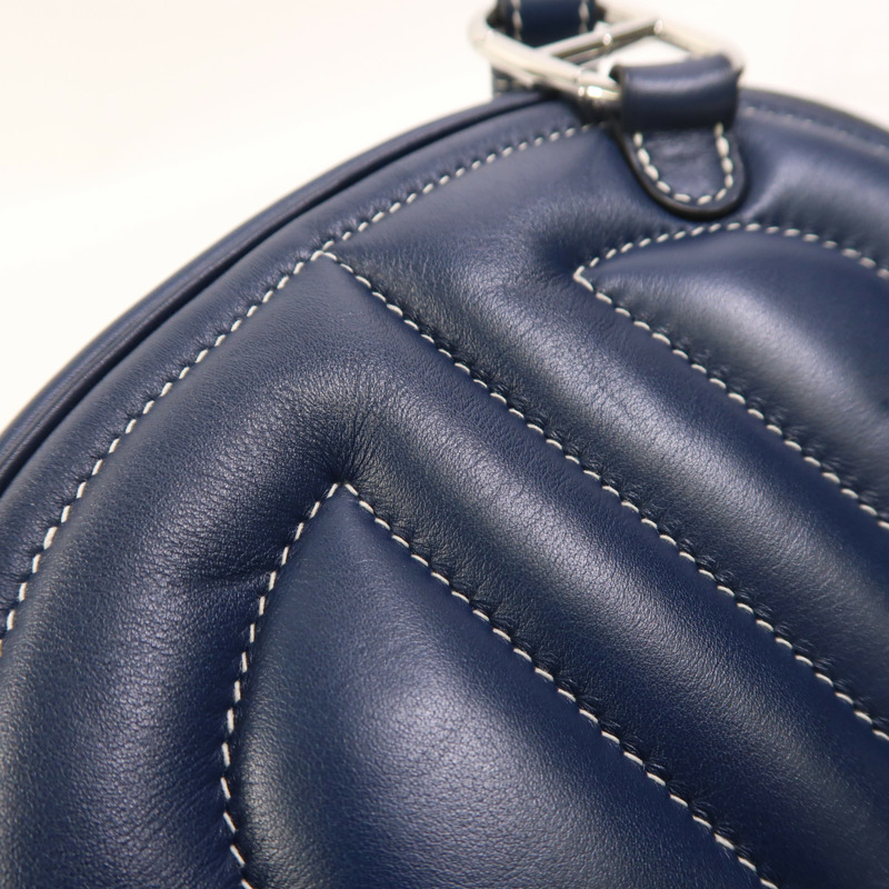 HERMES Swift皮革In The Loop銀扣肩背袋Bleu Navy/Terre Battue-14