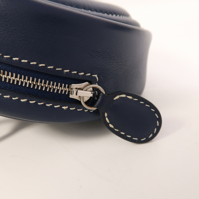 HERMES Swift皮革In The Loop銀扣肩背袋Bleu Navy/Terre Battue-17