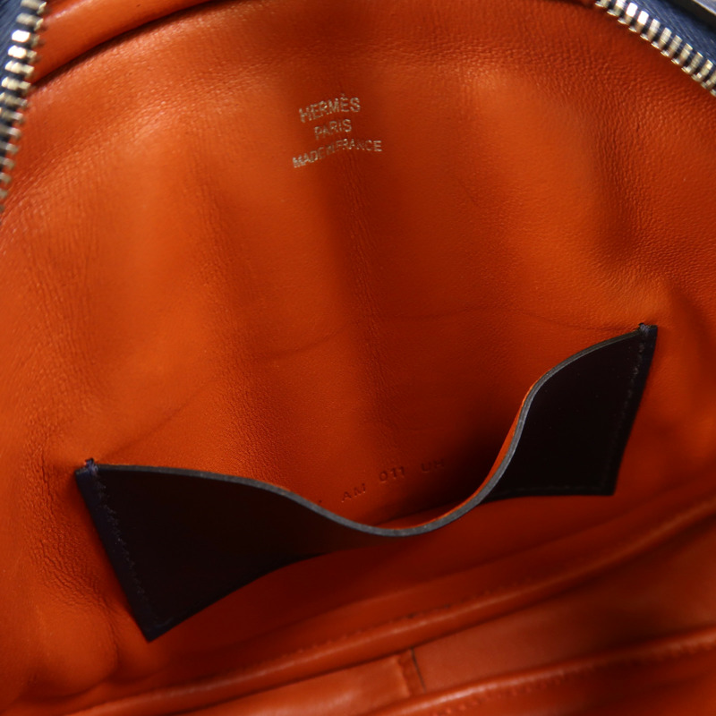 HERMES Swift皮革In The Loop銀扣肩背袋Bleu Navy/Terre Battue-18