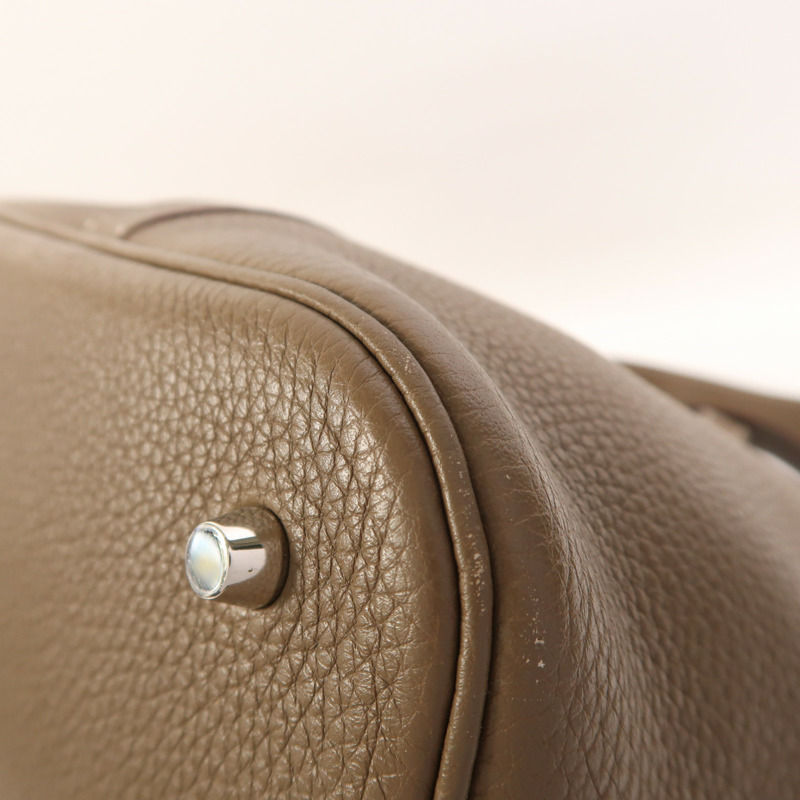 HERMES Clemence皮革Picotin GM銀扣手挽袋-9