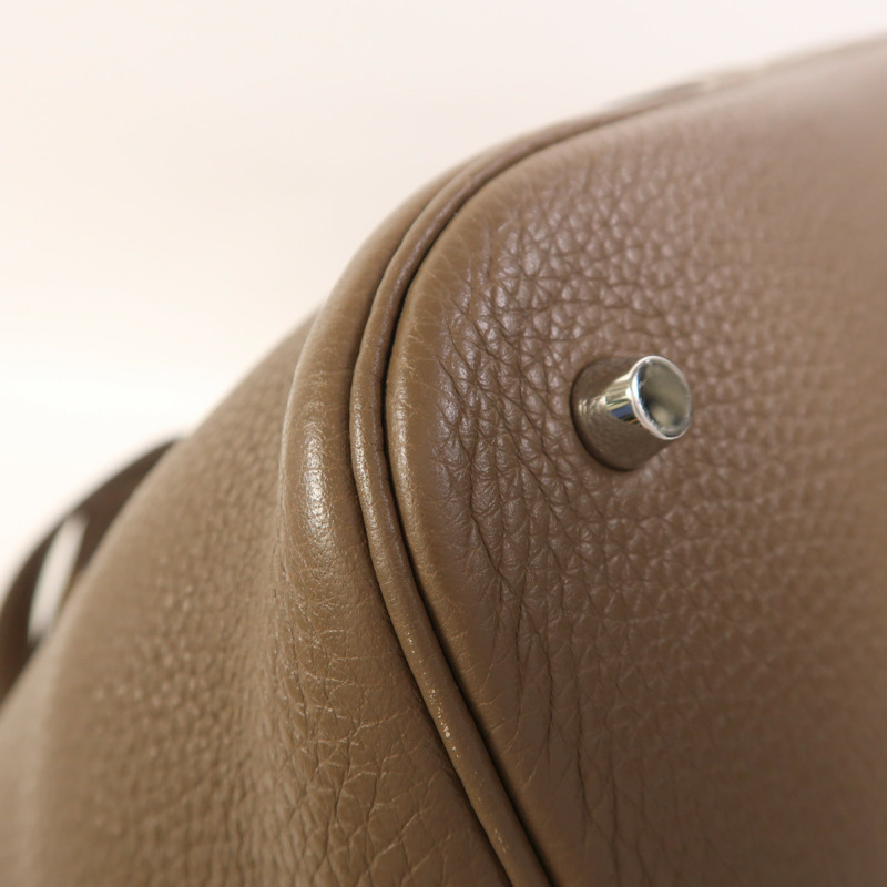 HERMES Clemence皮革Picotin GM銀扣手挽袋-12