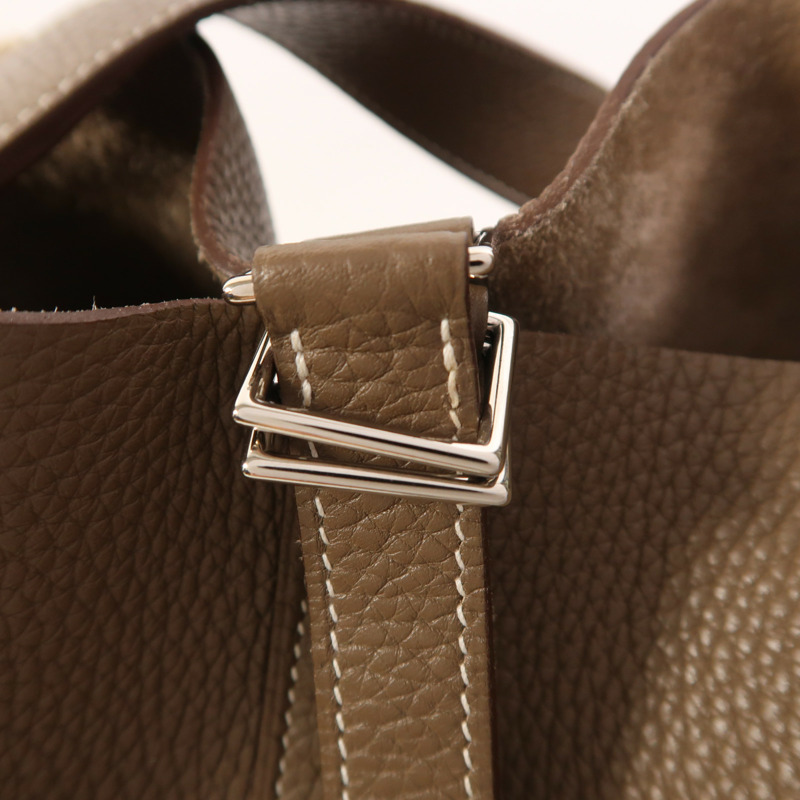 HERMES Clemence皮革Picotin GM銀扣手挽袋-15