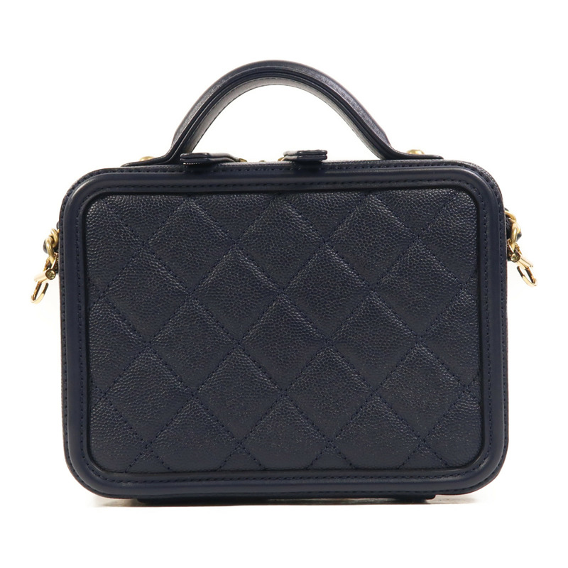 CHANEL 牛皮皮革Vanity Case金扣鏈帶手挽肩背兩用袋-1
