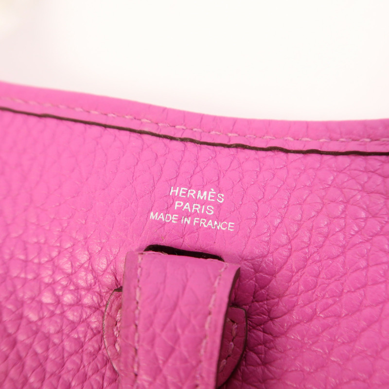 HERMES Clemence皮革Evelyne TPM銀扣肩背袋Magnolia-5