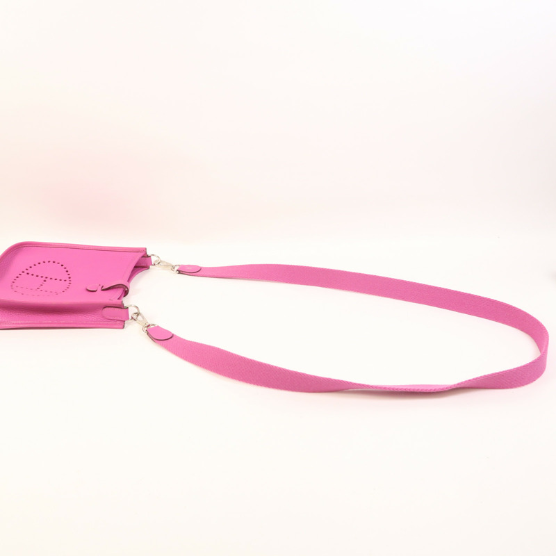 HERMES Clemence皮革Evelyne TPM銀扣肩背袋Magnolia-7