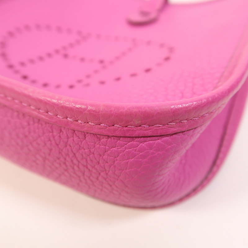 HERMES Clemence皮革Evelyne TPM銀扣肩背袋Magnolia-9