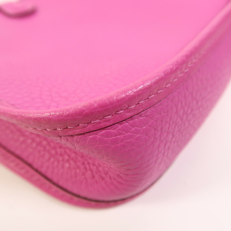 HERMES Clemence皮革Evelyne TPM銀扣肩背袋Magnolia-12