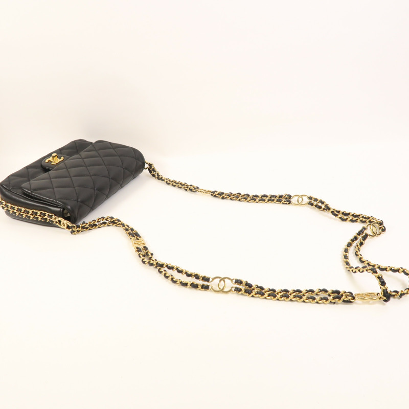 CHANEL 羊皮皮革Shoulder Bag金扣鏈帶肩背袋-7