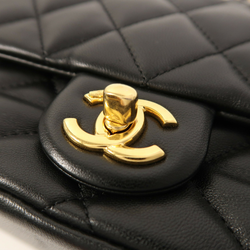CHANEL 羊皮皮革Shoulder Bag金扣鏈帶肩背袋-9