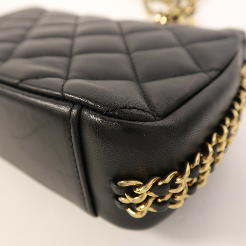 CHANEL 羊皮皮革Shoulder Bag金扣鏈帶肩背袋-12