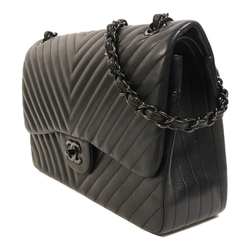 CHANEL 羊皮皮革Classic Jumbo鏈帶肩背袋-2