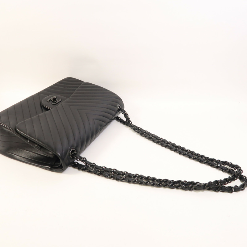 CHANEL 羊皮皮革Classic Jumbo鏈帶肩背袋-8