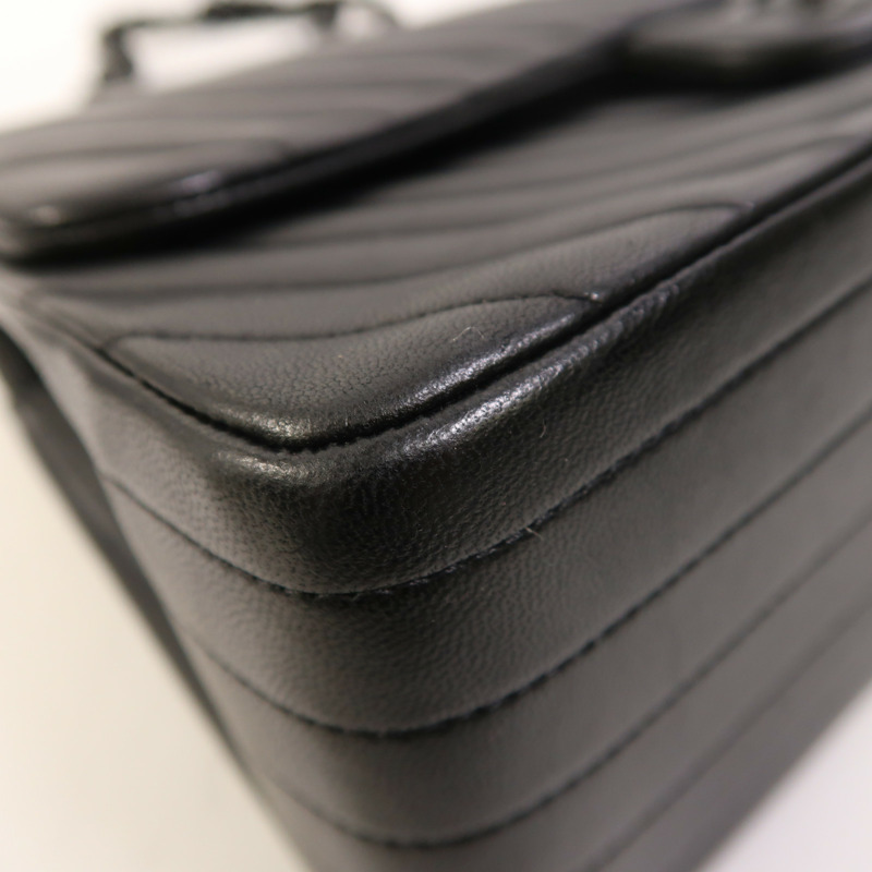 CHANEL 羊皮皮革Classic Jumbo鏈帶肩背袋-12