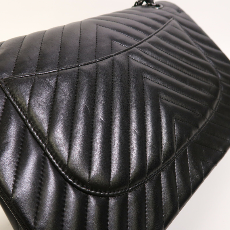 CHANEL 羊皮皮革Classic Jumbo鏈帶肩背袋-15