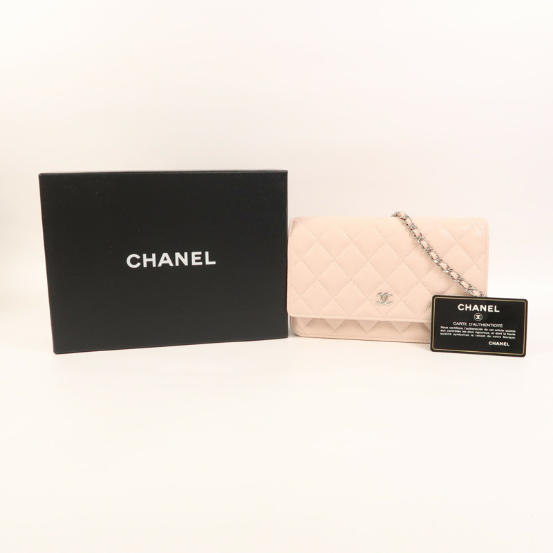 CHANEL 牛皮皮革WOC Wallet On Chain銀扣鏈帶肩背袋-9