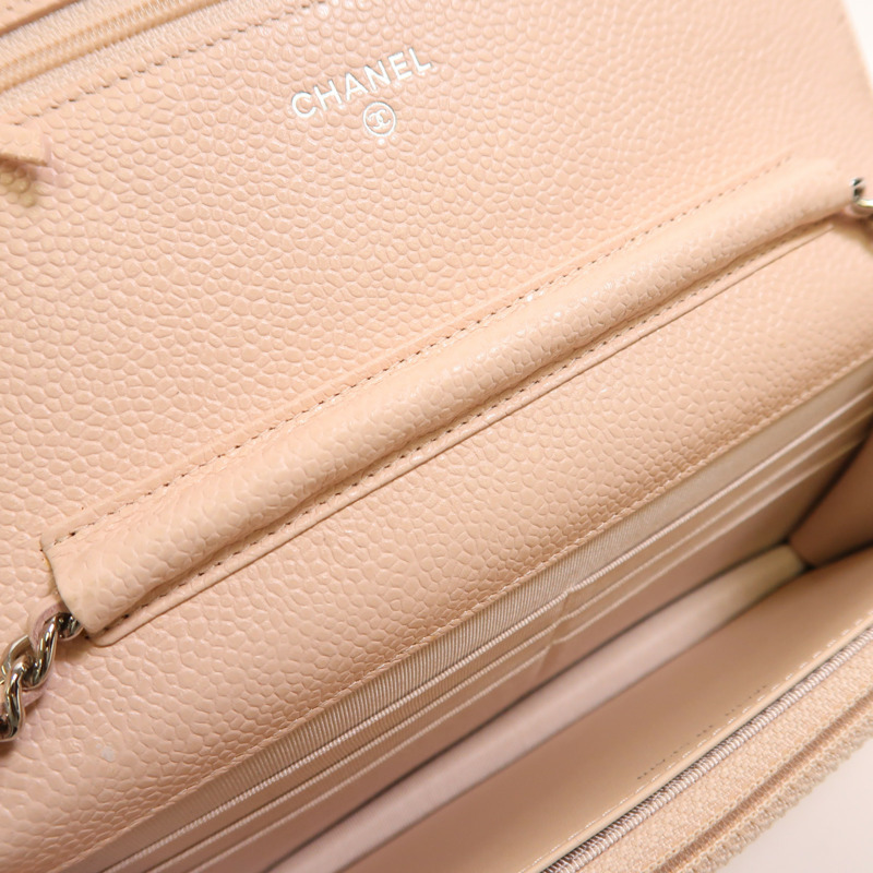 CHANEL 牛皮皮革WOC Wallet On Chain銀扣鏈帶肩背袋-16