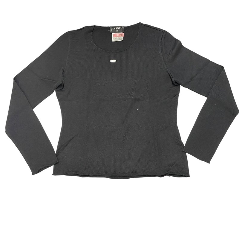 CHANEL 香奈兒 P14 黑色羊毛長袖針織上衣 羊毛 黑色 40碼-0