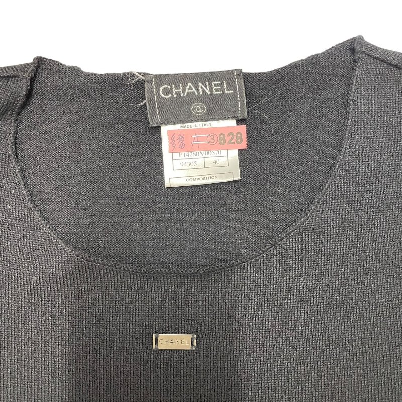 CHANEL 香奈兒 P14 黑色羊毛長袖針織上衣 羊毛 黑色 40碼-2