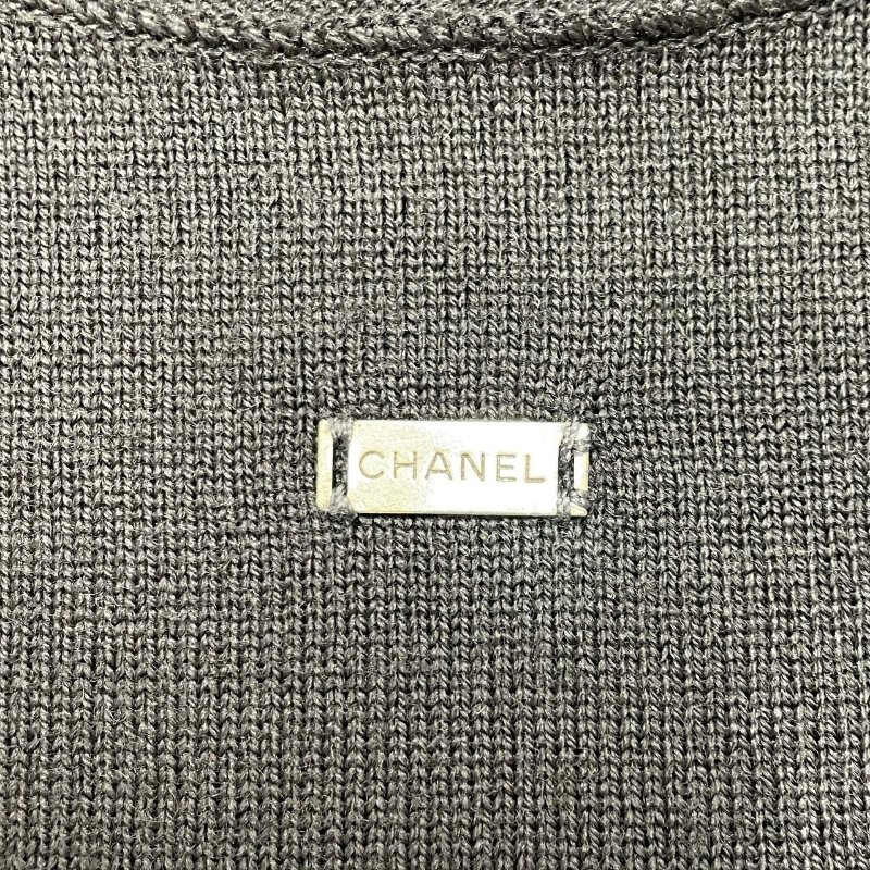 CHANEL 香奈兒 P14 黑色羊毛長袖針織上衣 羊毛 黑色 40碼-3