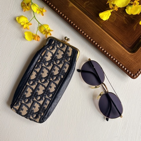Christian Dior Oblique 迪奧老花圖案 長夾 眼鏡夾