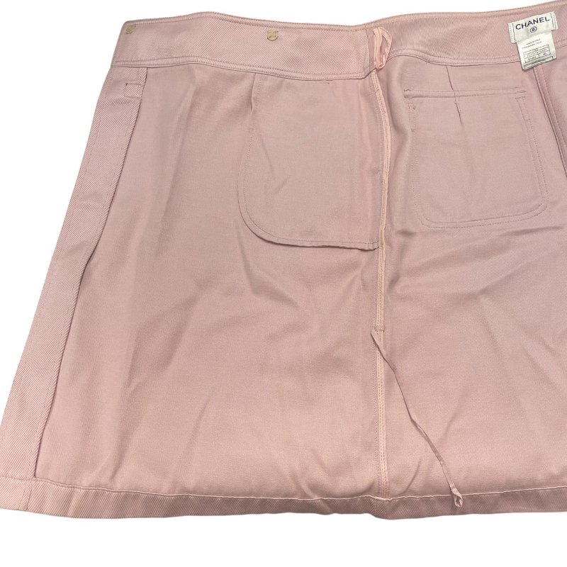 CHANEL 香奈兒 P15 粉色一字裙 純棉 粉紅色 皮帶 40碼-10