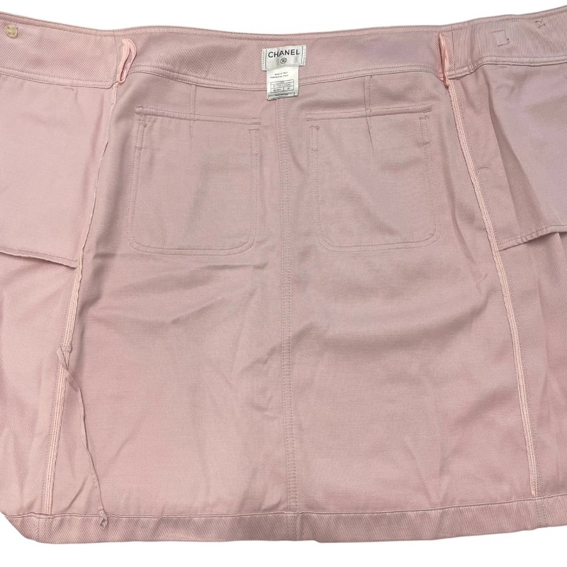 CHANEL 香奈兒 P15 粉色一字裙 純棉 粉紅色 皮帶 40碼-11