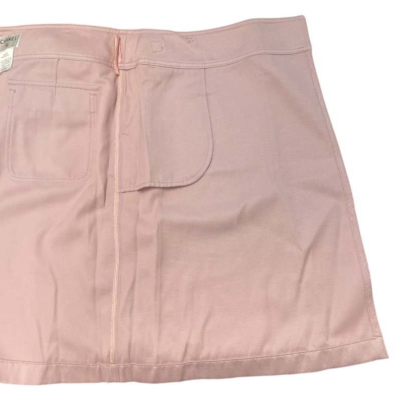 CHANEL 香奈兒 P15 粉色一字裙 純棉 粉紅色 皮帶 40碼-12