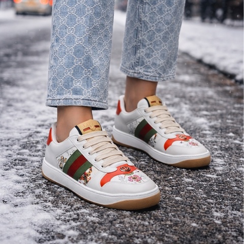 914intheair精品代購『保留中』Gucci GG 小花珠珠髒髒鞋小白鞋低筒運動鞋