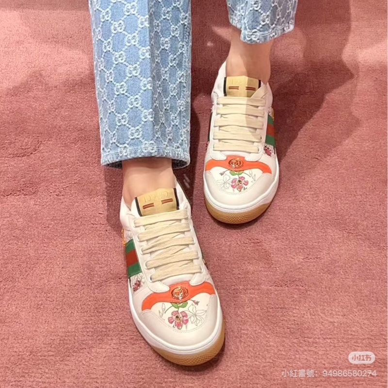 914intheair精品代購『保留中』Gucci GG 小花珠珠髒髒鞋小白鞋低筒運動鞋-1