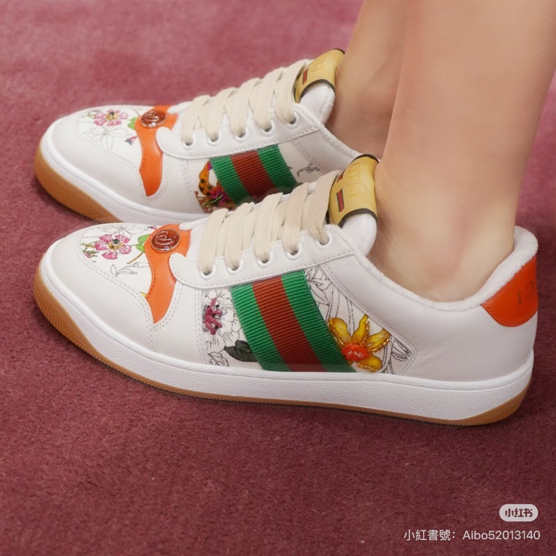 914intheair精品代購『保留中』Gucci GG 小花珠珠髒髒鞋小白鞋低筒運動鞋-2