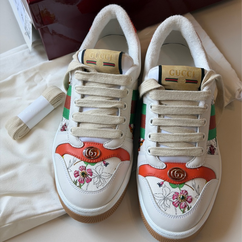 914intheair精品代購『保留中』Gucci GG 小花珠珠髒髒鞋小白鞋低筒運動鞋-4