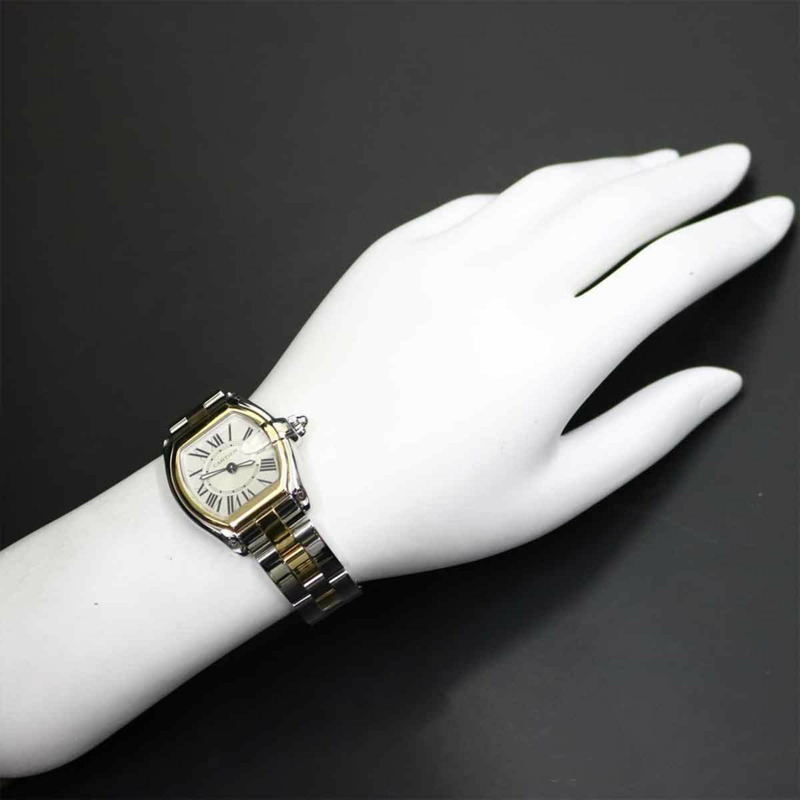 卡地亞 Roadster SM 雙色腕錶 W62026Y4 女士款，附日期顯示，銀色錶殼，18K 白金石英機芯-3