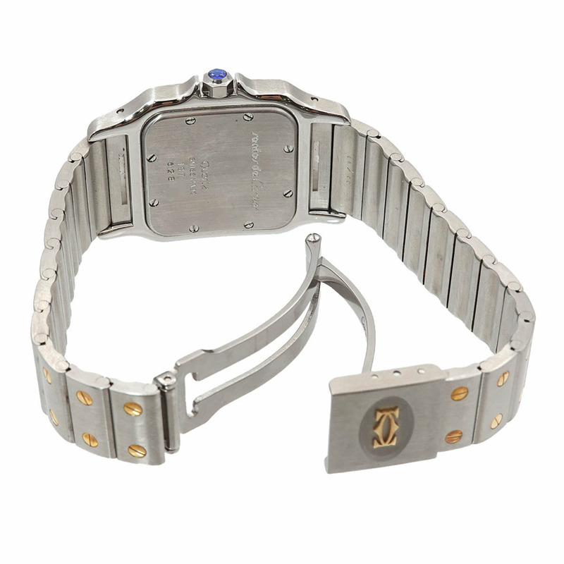 卡地亞 Santos Galbee LM W20011C4 雙色男士腕錶，帶日期顯示和 18K 黃金石英機芯-4