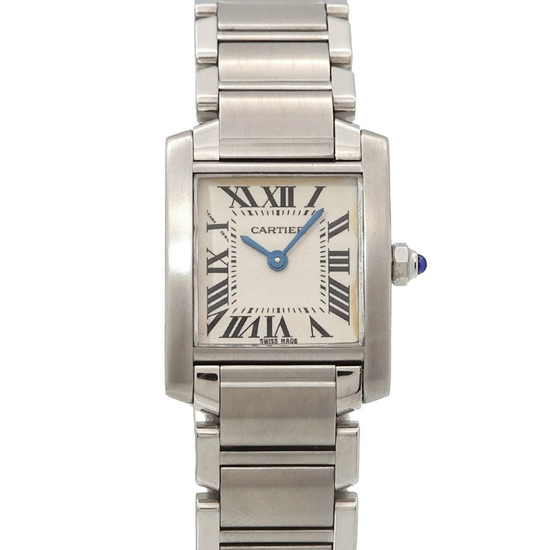 卡地亞 Tank Française SM W51008Q3 女士象牙石英腕錶-0