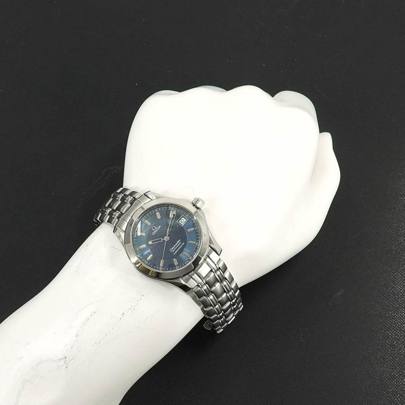 歐米茄海馬系列120公尺防水男士腕錶 2501 81，附日期顯示，海軍藍錶盤，自動機械錶-2