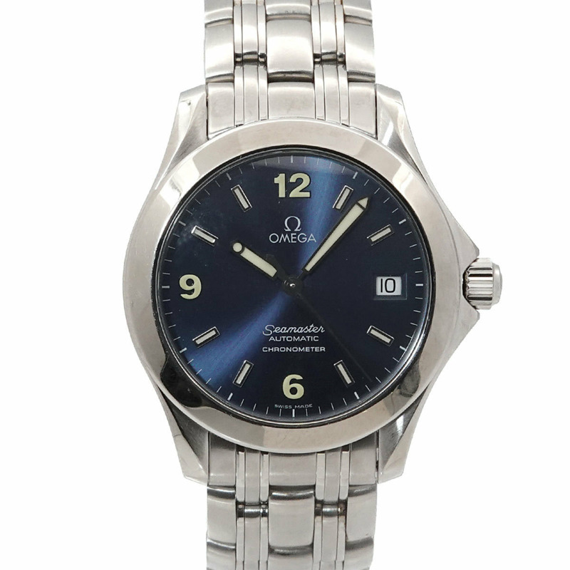 歐米茄海馬系列120公尺潛水錶 2501 83 男士腕錶，附日期顯示，海軍藍錶盤，自動機械錶-0