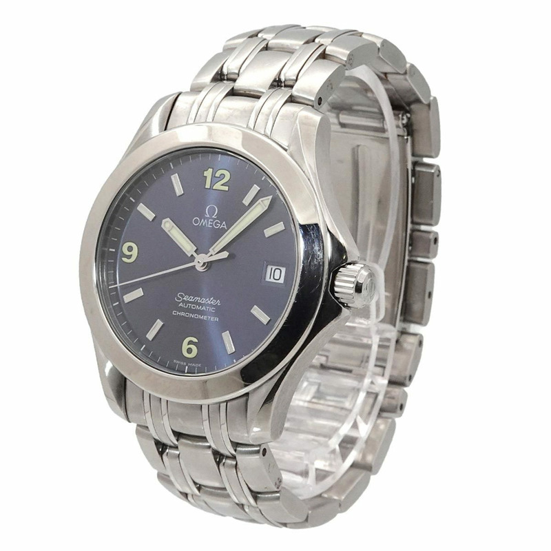 歐米茄海馬系列120公尺潛水錶 2501 83 男士腕錶，附日期顯示，海軍藍錶盤，自動機械錶-1