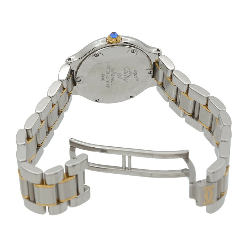 卡地亞 Must 21 Vantianne 雙色腕錶 W10073R6 女士銀色石英錶-3