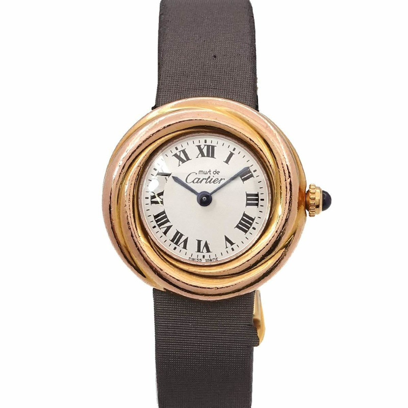 卡地亞 Must Trinity Vermeil W1015045 女士銀色 SV925 石英腕錶-0