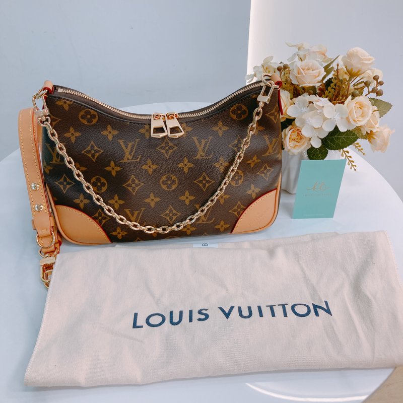 MS0552 Louis Vuitton 路易威登 牛角 經典老花紋 棕色 帆布 金扣 Boulogne PM Monogram Canvas x GHW-18