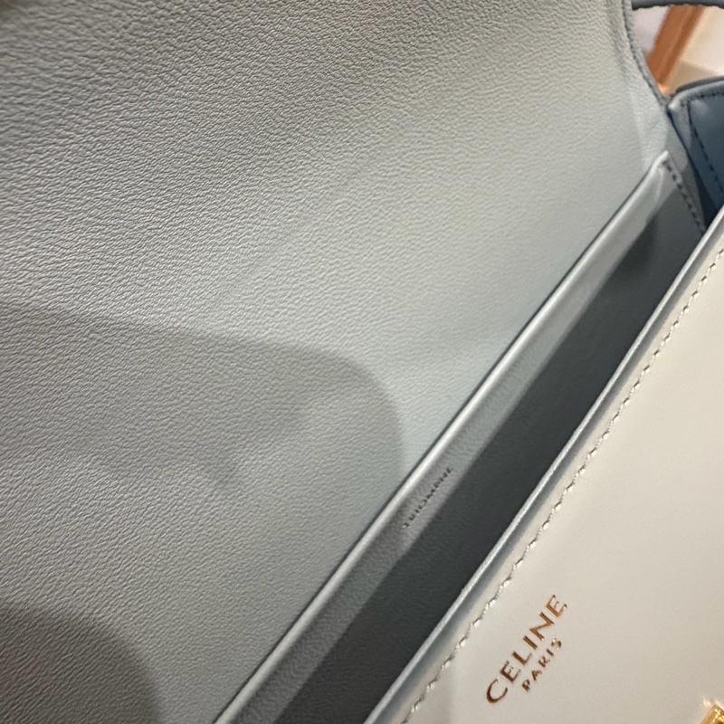 CELINE Triomphe 經典凱旋門鏈包｜淡藍皮革×金釦｜收藏級-2