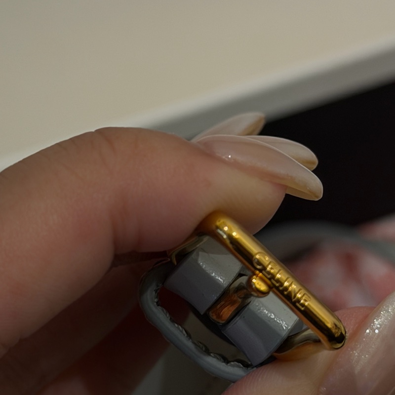 CELINE Triomphe 經典凱旋門鏈包｜淡藍皮革×金釦｜收藏級-11