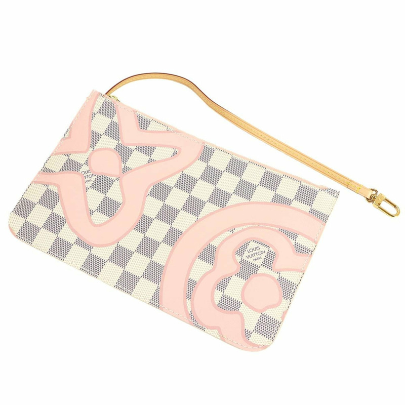 路易威登 Damier Azur Tahiti Neverfull MM 手提包 白色玫瑰芭蕾粉紅 (N41050)-7