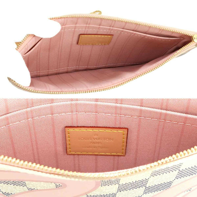 路易威登 Damier Azur Tahiti Neverfull MM 手提包 白色玫瑰芭蕾粉紅 (N41050)-8