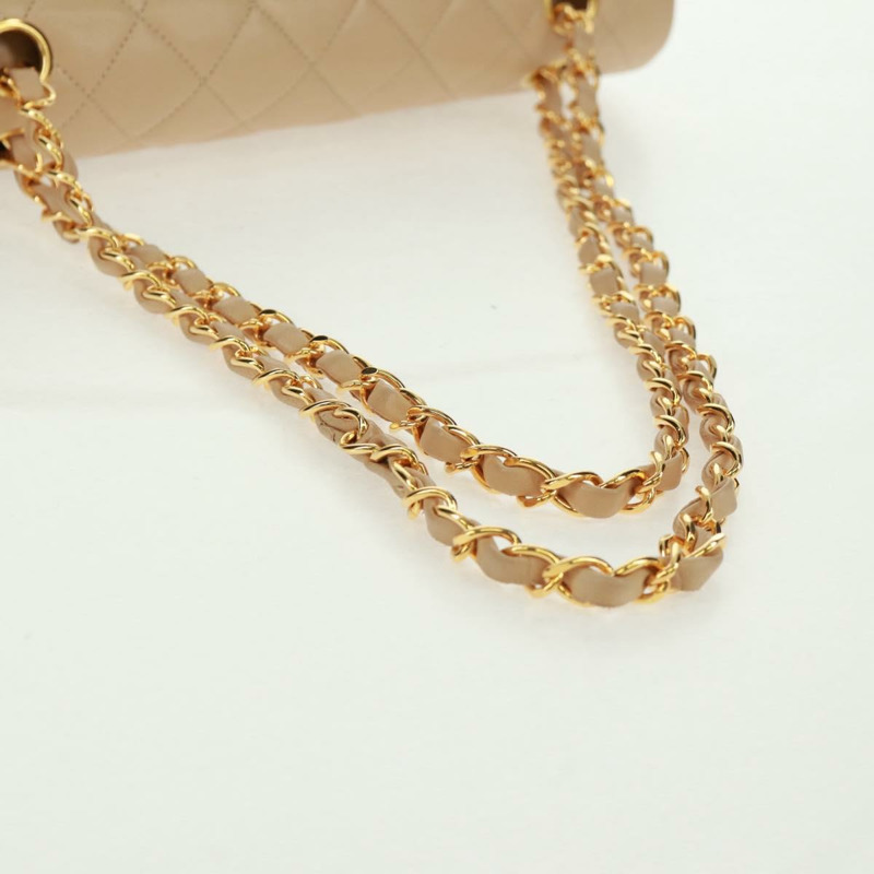 【日本直送】香奈兒 (CHANEL) 絎縫鏈條單肩包，羊皮材質，米色，金色雙C標誌，貨號 157554SM-6