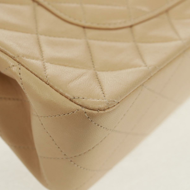 【日本直送】香奈兒 (CHANEL) 絎縫鏈條單肩包，羊皮材質，米色，金色雙C標誌，貨號 157554SM-11