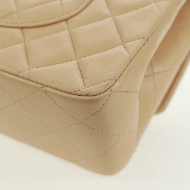 【日本直送】香奈兒 (CHANEL) 絎縫鏈條單肩包，羊皮材質，米色，金色雙C標誌，貨號 157554SM-12