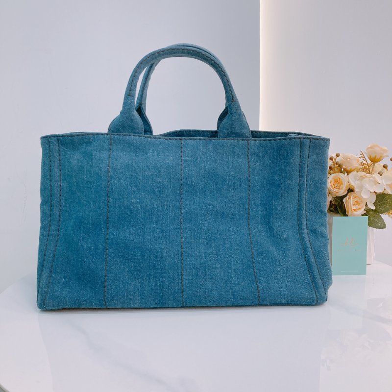 MS0554 Prada 普拉達 牛仔布 手提包 藍色 1BG642 Canapa Two Way Bag Denim Canvas Blue-1