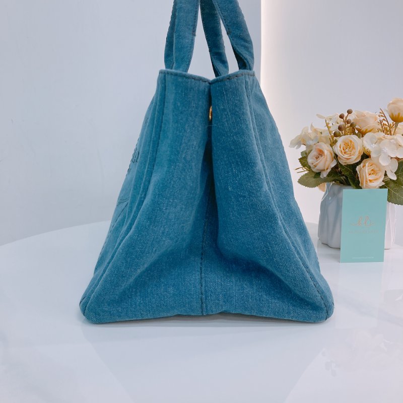 MS0554 Prada 普拉達 牛仔布 手提包 藍色 1BG642 Canapa Two Way Bag Denim Canvas Blue-2